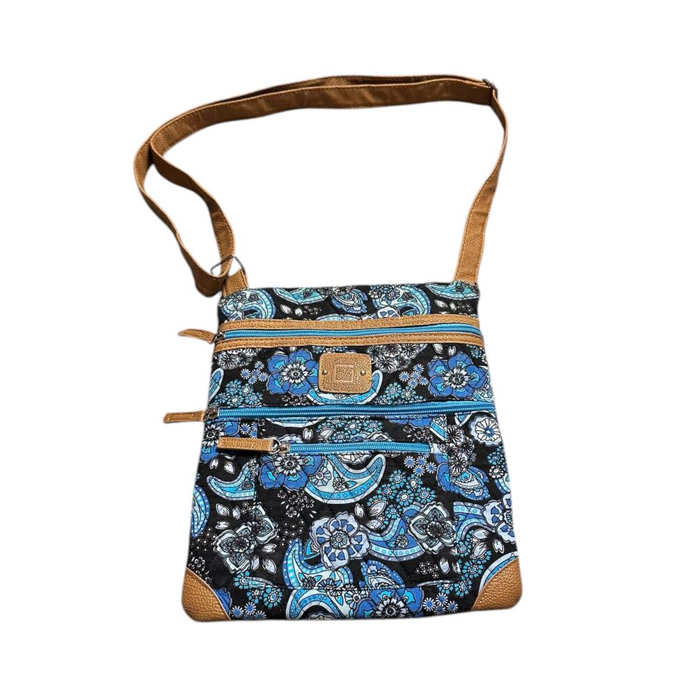 Stone Mountain Blue Quilted Crossbody Shoulder Purse Paisley Print